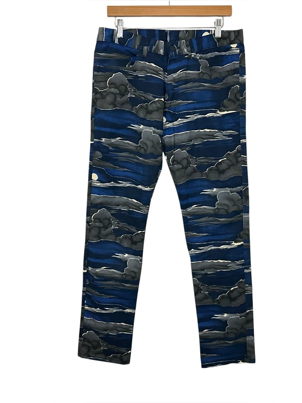 Kenzo Paris Mens Cloud Night Sky Print Pants Sz 32 Blue Designer